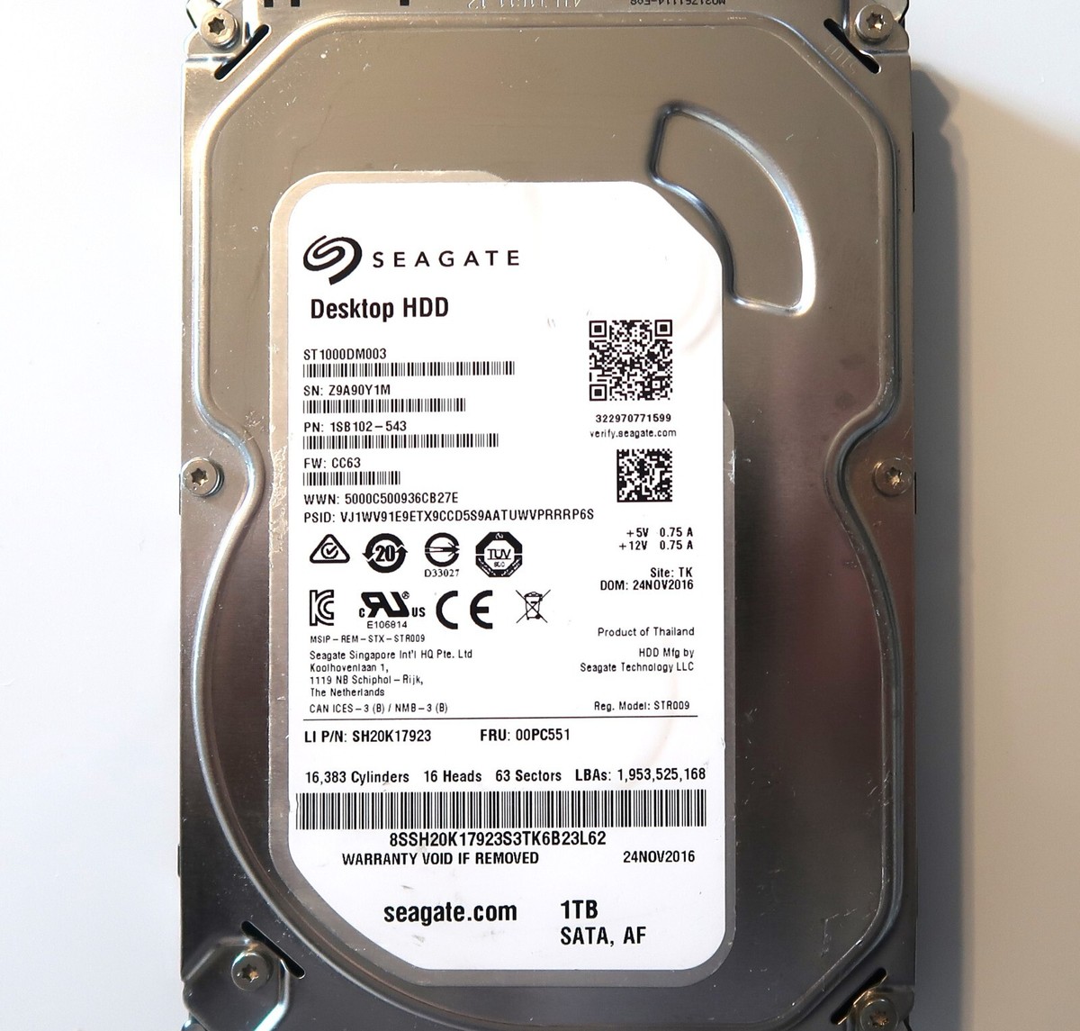 1TB Seagate Barracuda ST1000DM003 SATA3 Hard Disk